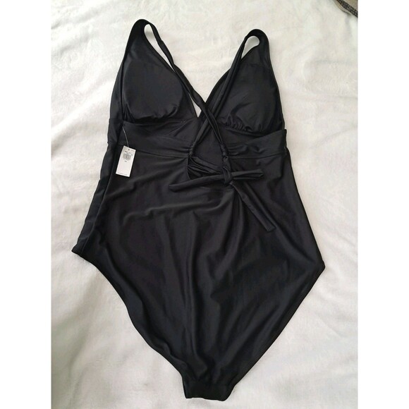 Old Navy One Piece Swimsuit Swim Black Tie Back Padded High Waist Size XXL NWT - Picture 4 of 9
